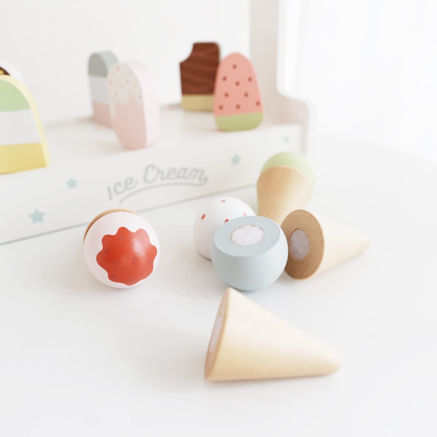 nunukids Wooden Ice Cream Set Wood Ice Cream Toy for Kids 10pc Ice Cream Toys for Toddlers