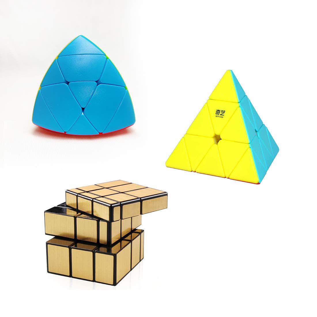 QWICK CLICK Faster & Smoother Cube Combo Set of Mastermorphix, Pyramid and Golden Puzzle Cube (3 Pieces)