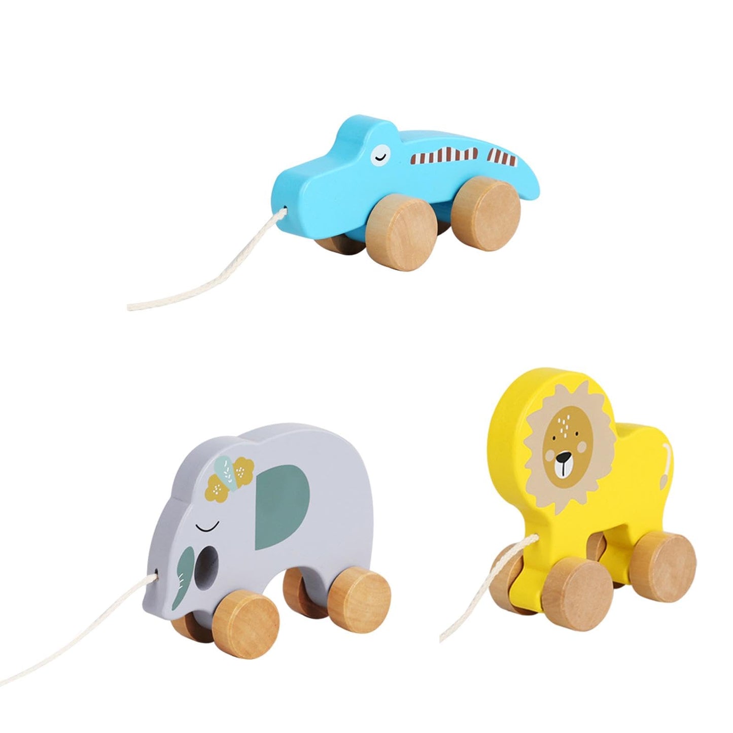 The Style Sutra Pull Along Walking Toys Developmental Toy Cartoon Montessori Toys Boys Girls Elephant