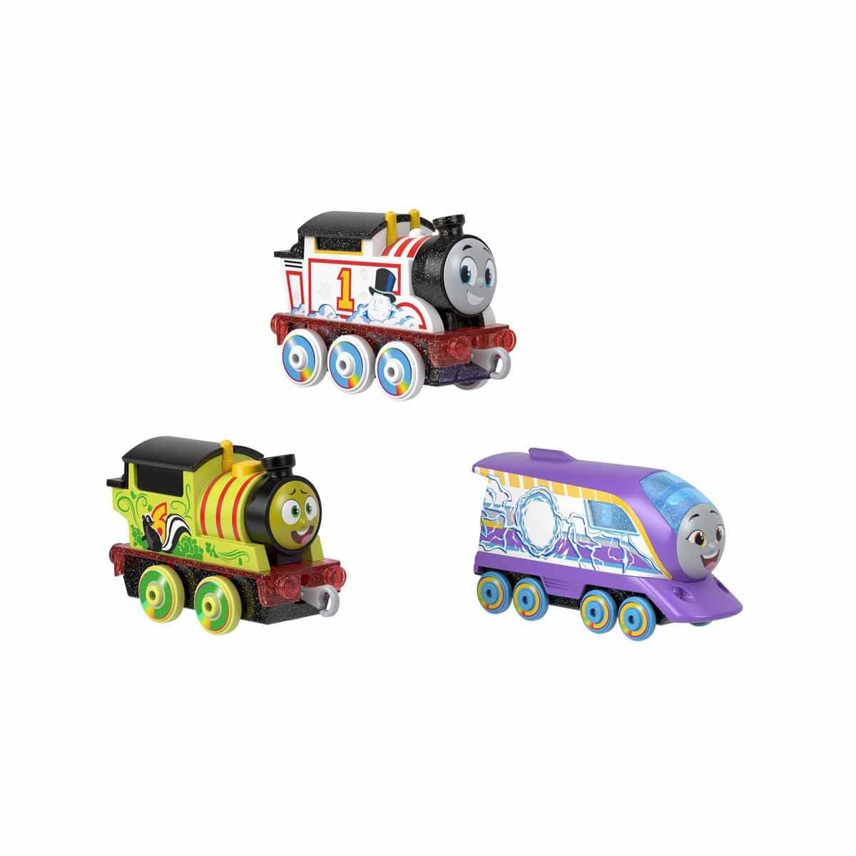 Thomas and Friends Toy Train 3-Pack, Color Changers, Diecast Thomas Percy and Kana Engines with Color Reveal in Warm and Cold Wa