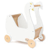 Pillowhale Wooden Doll Stroller, Baby Pram Toy, Wooden Swan Baby Walker for Toddler Boys & Girls 18 Months and Up