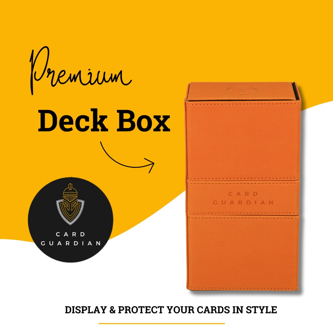 Card Guardian - Premium Double Deck Box (Orange) For 200+ Cards Trading Card Games Tcg Perfect For Magic The Gathering (Mtg), Commander Deck, Yugioh Deck Box, Sports Card Storage Boxes