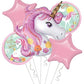 Atpata Funky Unicorn Theme Foil Balloon (Set of 5) / Unicorn Birthday Decoration