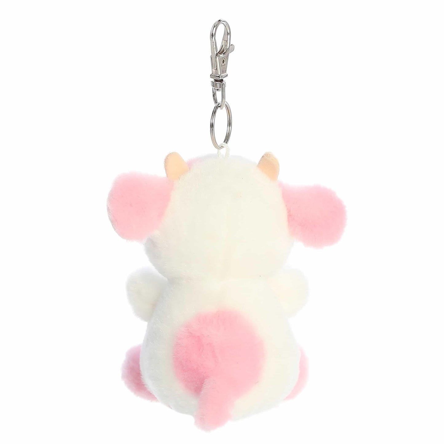 Aurora Adorable Palm Pals Belle Strawberry Cow Clip-On- Fun Collectible Plush For Kids and mature-themed Collectors - Perfect For Backpacks and Birthday Gifts - White 4 Inches