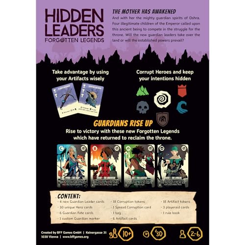 BFF Games Hidden Leaders: Forgotten Legends Expansion - New Factions & Abilities  Fantasy Game  Strategy Game for Kids and mature-themeds  Ages 10+  2-6 Players  20-40 Minute Playtime  Made by BFF Games