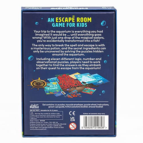 Professor PUZZLE Escape from The Aquarium Strategy Game for 1-6 Players, Ages 8-11, Multicoloured, Cardstock, Model PROES7927