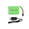 Tosiicop 6V 2400mAh NiMH Battery - RC Car Rechargeable Battery AA with SM-2P 2 Pin Plug and USB Charge Cable for RC Truck Car St