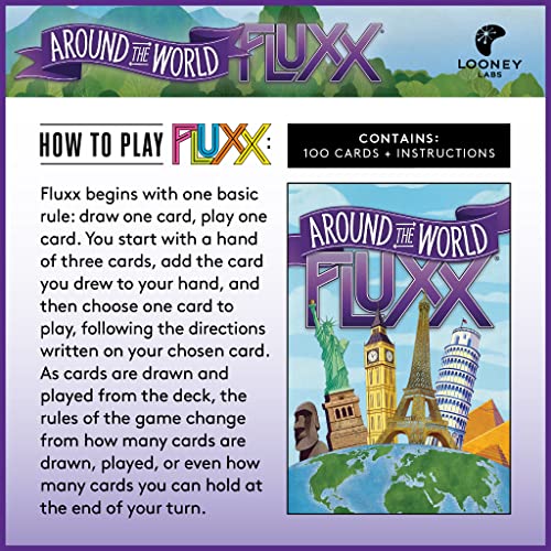Looney Labs Around The World Fluxx Card Game - Worldwide Adventure with Dynamic Gameplay