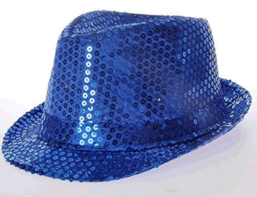 Blinkee Led Flashing Fedora Hat With Blue Sequins