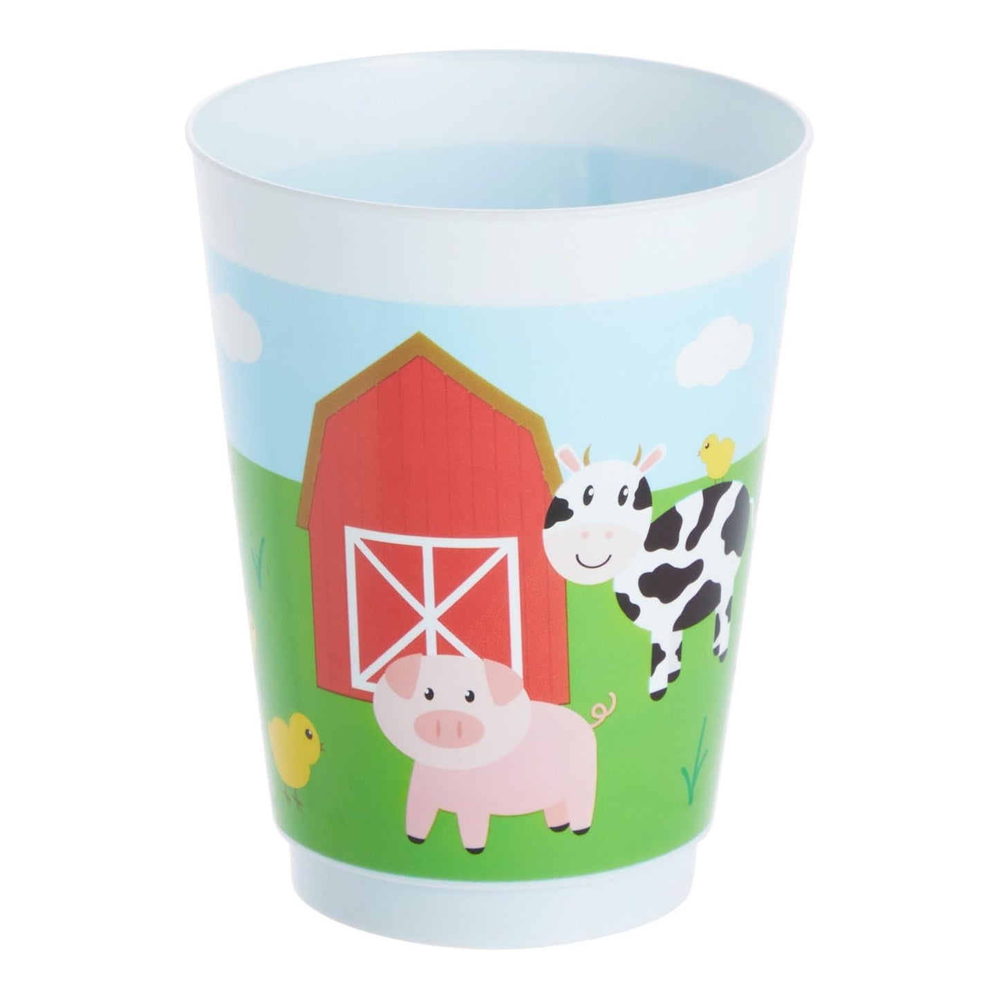 BLUE PANDA 16 Pack Plastic Farm Animals Cups - Barnyard Party Favors for Birthday Party Supplies (16 oz)