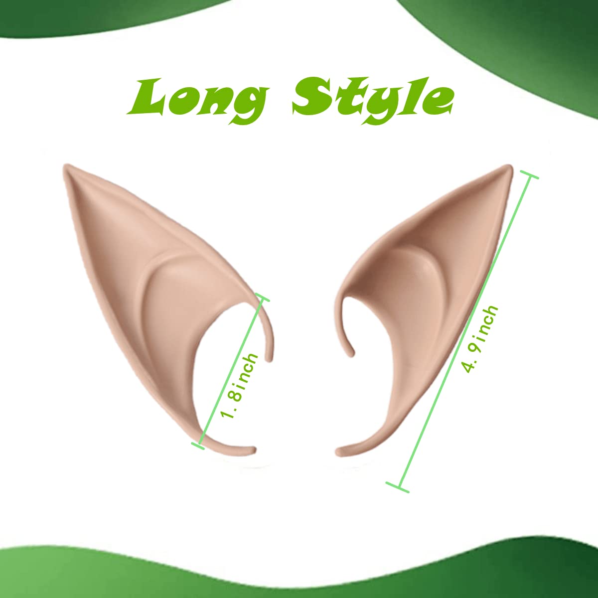 Yanzhan 15 Pair Fairy Pixie Elf Ears For Cosplay Halloween Christmas Any Themed Party - Natural Complexion, Long Style