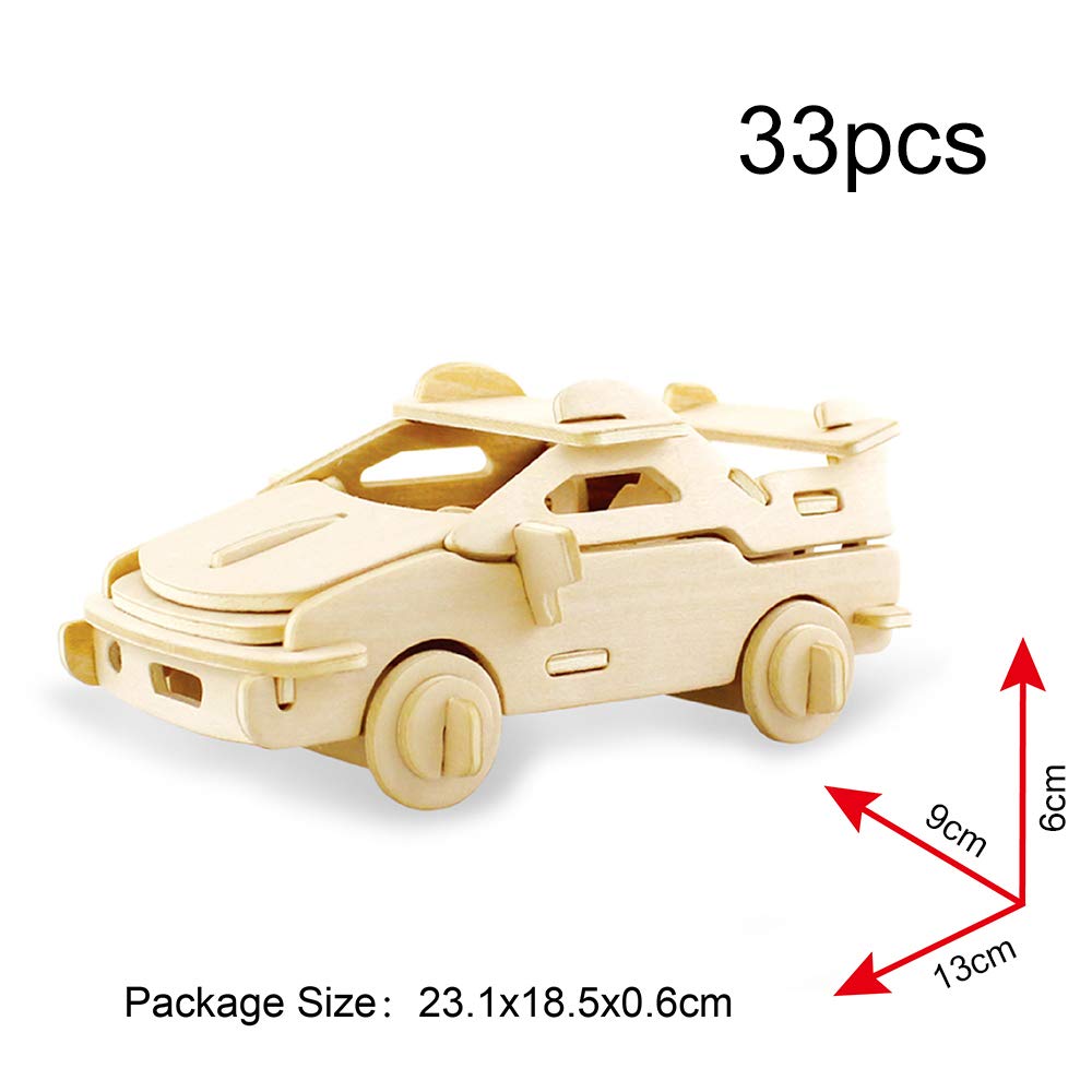 Georgie Porgy 3D Wooden Puzzles For Kids Toys Construction Woodcraft Kits Diy Model Puzzle Kits Birthday Gifts Pack Of 3 (Seaplane Sports Cars London Bus)