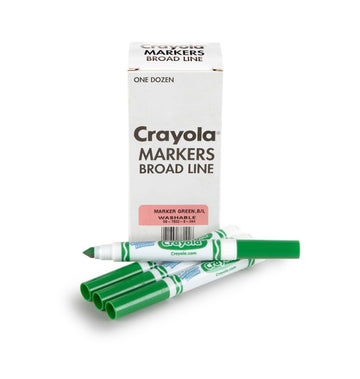 Crayola Washable Markers - Green (12Ct), Kids Broad Line Markers, Bulk Markers For Classrooms & Teachers