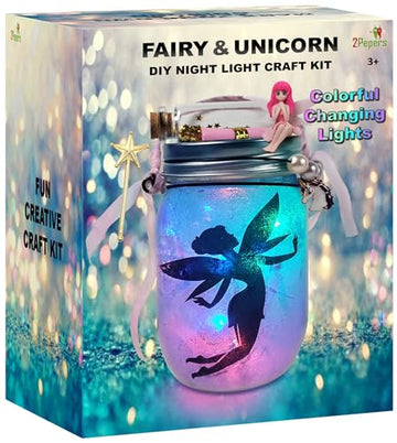 Make Your Own Unicorn & Fairy Lantern Jar Night Light Arts And Crafts For Kids, Best Birthday Gifts For Girls Ages 3 4 5 6 7 8 9 10 11 12 Years Old, Diy Unicorn Gift & Fairy Craft Kit For Little Girls
