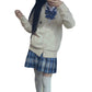 Women`S Plaid Short A Line Skirts Costumes (3Xl, Blue Mixed White Black)