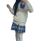 Beautifulfashionlife Girl'S A-Line Kilt Checkered High Waist Pleated Costumes (Xs,Blue White Black)