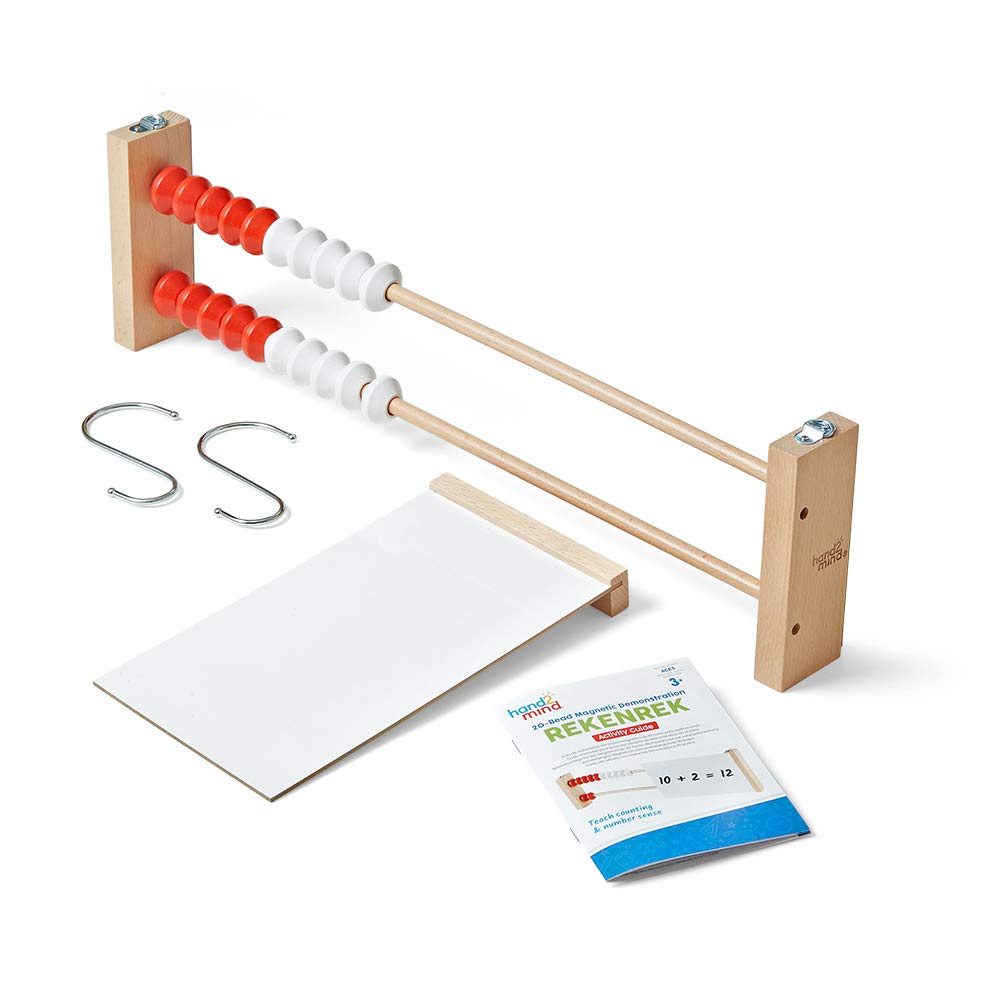 Hand2Mind 20-Bead Giant Magentic Rekenrek Demonstration Abacus, Colored Abacus For Math, Wooden Counting Math Manipulatives, Bead Counters For Math, Learn Counting And Numbers (Set Of 1)