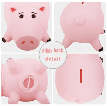 Phocas Hairphocas Cute Pink Pig Money Box Plastic Piggy Bank For Kid'S Xmas Christmas Birthday Gift With Box