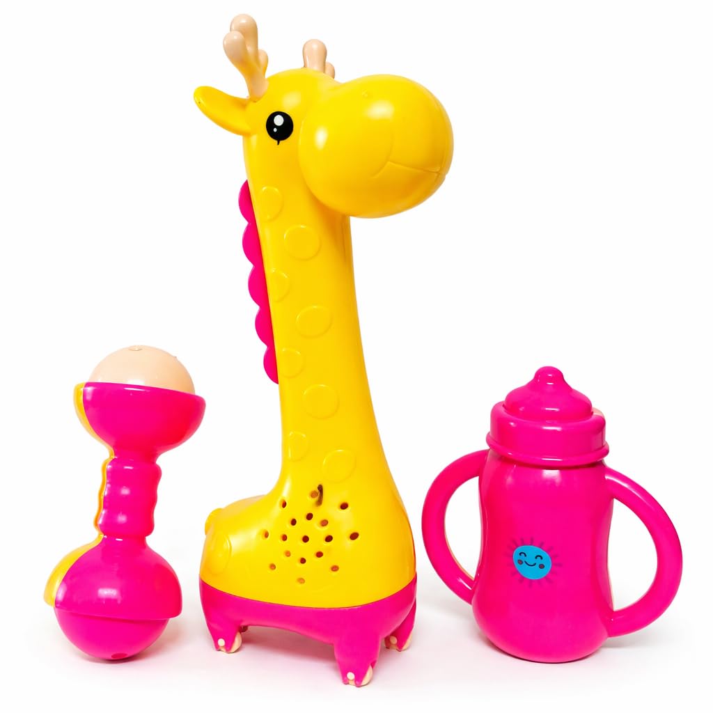 Giraffe & Sipper Baby Rattle Toys Set For Newborn (012 Months) | Bpa Free Baby Teether | Infant Sensory Toy Set | Easy Grip Kil