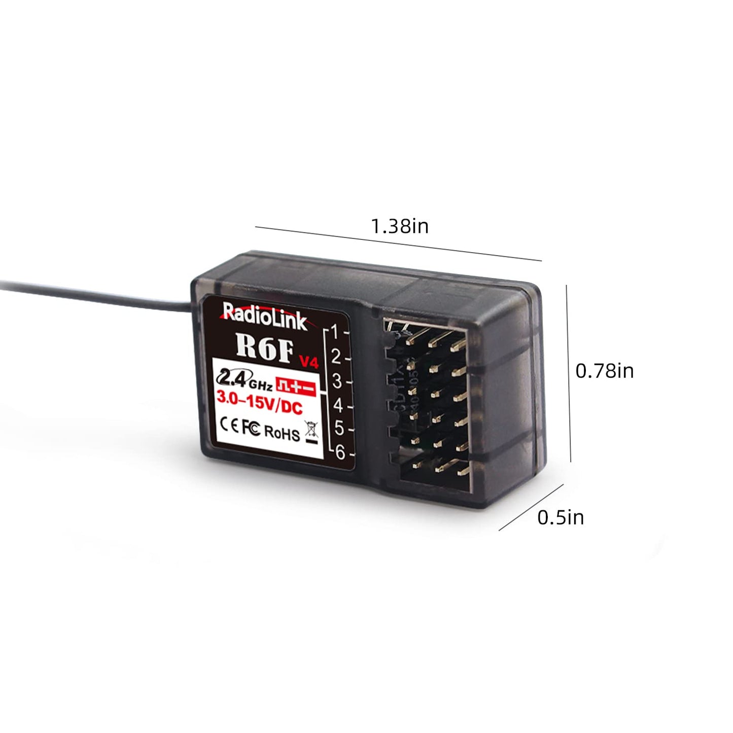 Radiolink R6F 2 PCS 2.4Ghz RC Car/Boat Receivers 6 Channels Low Response Latency RC Training Lightweight for Remote Controller R