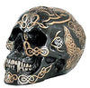 Ptc 7 Inch Black And Gold Color Celtic Pattern Skull Statue Figurine