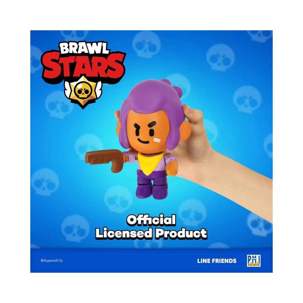 P.M.I. Brawl Stars Action Figure | One Of Four 6.7-Inch-Tall Collectibles | Brawl Stars Toys, Gift For Video Gamer | Shelly With Boomstick | Ofically Licensed Toy Figure - Articulated