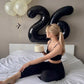 Iwerp Black 40 Inch Number Balloon, 6Th Birthday Decorations For Girl And Boy, Unisex, Reusable, Self-Sealing, Gold Accents, Par