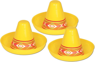 Miniature Yellow Plastic Sombrero Party Accessory (1 count)
