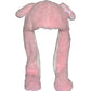 Joyhy Kids Adults Plush Hat Ear Moving Ear Flap Hat With Paw Pink Wolf