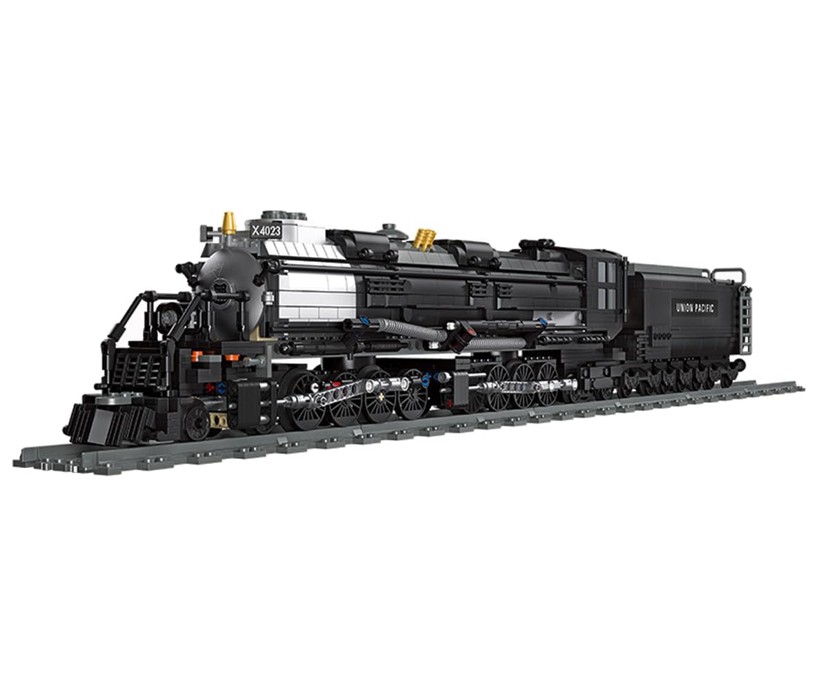 Fucellveca Big Boy Steam Train Model Kit, BIGBOY Locomotive Train Building Blocks Set with Train Tracks Display Set for Teenager