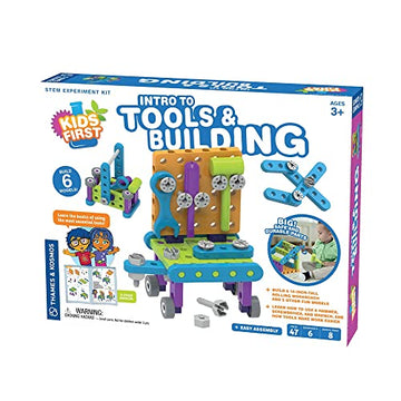 Thames & Kosmos Kids First: Intro To Tools & Building Stem Experiment Kit For Ages 3+ | Build 6 Models, Learn Basic Mechanical Engineering Principles | Make Your Own Workbench With Durable Parts