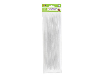 Krafty Kids GC025E, Tinsel Chenille Stems, Glitter Pipe Cleaners, 6mm by 12in, White, 1/4 x 12 X 35 Piece
