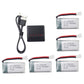 sea jump 5PCS 3.7V 400mAh High Rate Lithium Battery with 5 in 1 Charger for Hubsan H107C H107L SYMA Q11 X11C HS170C F180C TOZO Q