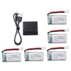 sea jump 5PCS 3.7V 400mAh High Rate Lithium Battery with 5 in 1 Charger for Hubsan H107C H107L SYMA Q11 X11C HS170C F180C TOZO Q