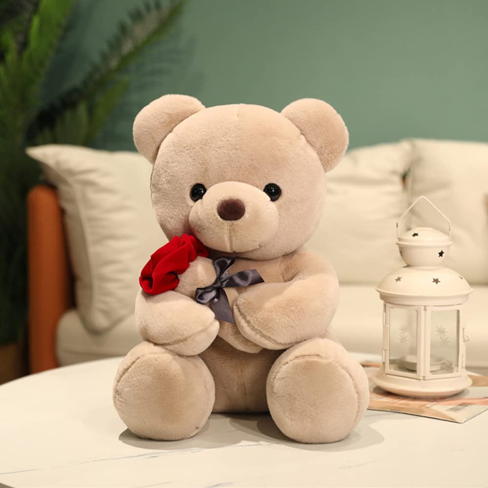Shafish Cute Plush Rose Bear Stuffed Animal Teddy Bear Plush Toy Gift For Children And Girls (Light Brown, 35Cm/13.7In)