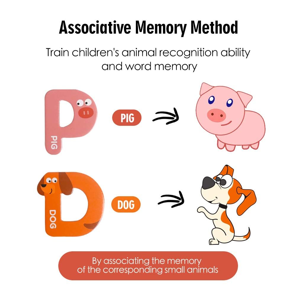 Jcren Jumbo Magnetic Letters Animals Alphabet Toys,Fridge Magnets Stick Large Abc Alphabet Uppercase Toy Set Preschool Learning Spelling Refrigerator Gift For 3 4 5 Year Old Toddler Kids Boys Girls