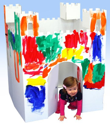 Easy Playhouse Blank Castle - Kids Art & Craft For Indoor & Outdoor Fun, Color, Draw, Doodle On This Blank Canvas–Decorate & Personalize A Cardboard Fort, 32' X 32' X 43. 5' -Made In Usa, Age 3+