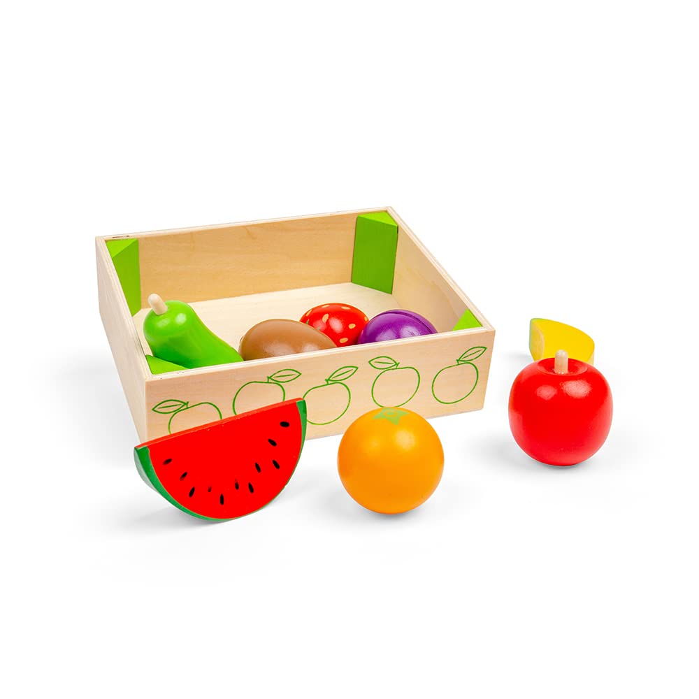 Bigjigs Toys Wooden Fruit Crate - Play Food and Role Play Toys