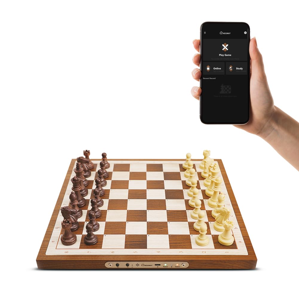 Chessnut Air Electronic Chess Set - Handcrafted Wooden Board, AI Adaptive, 33x33cm, Model CA100