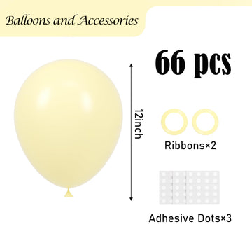 Voircoloria Pastel Yellow Balloons, 66Pack 12Inch Light Yellow Latex Party Balloons For Birthday Baby Shower Graduation Wedding