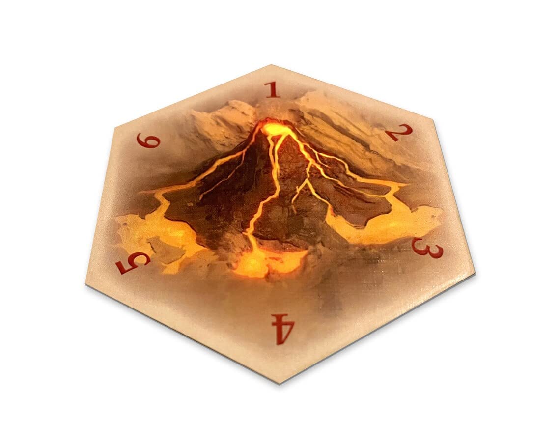 Tabletop Monthly Volcano Hex Game Pieces for Catan - 1 Pack, Chipboard Material