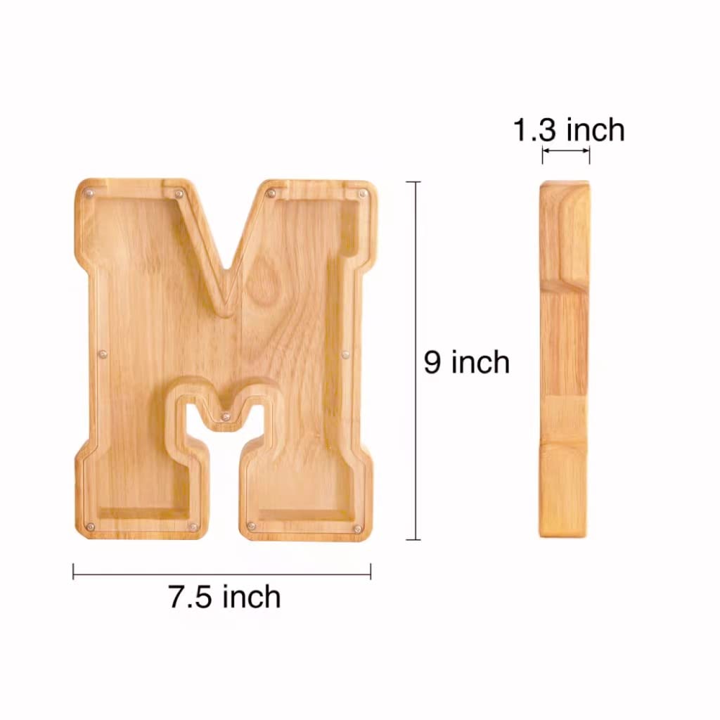 Weidu77 Twenty-Six English Alphabet A-Z Letter Piggy Bank,Large-Capacity Transparent Wooden Alphabet Piggy Bank,Personalized Coin Savings Box, Name Diy Creative Purchase Combination.(J)