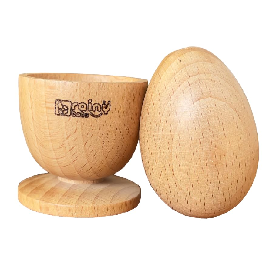 Brainytots Wooden Egg And Cup Montessori Puzzle | Montessori Toy For Babies & Toddlers | Develops HandEye Coordination, Graspin