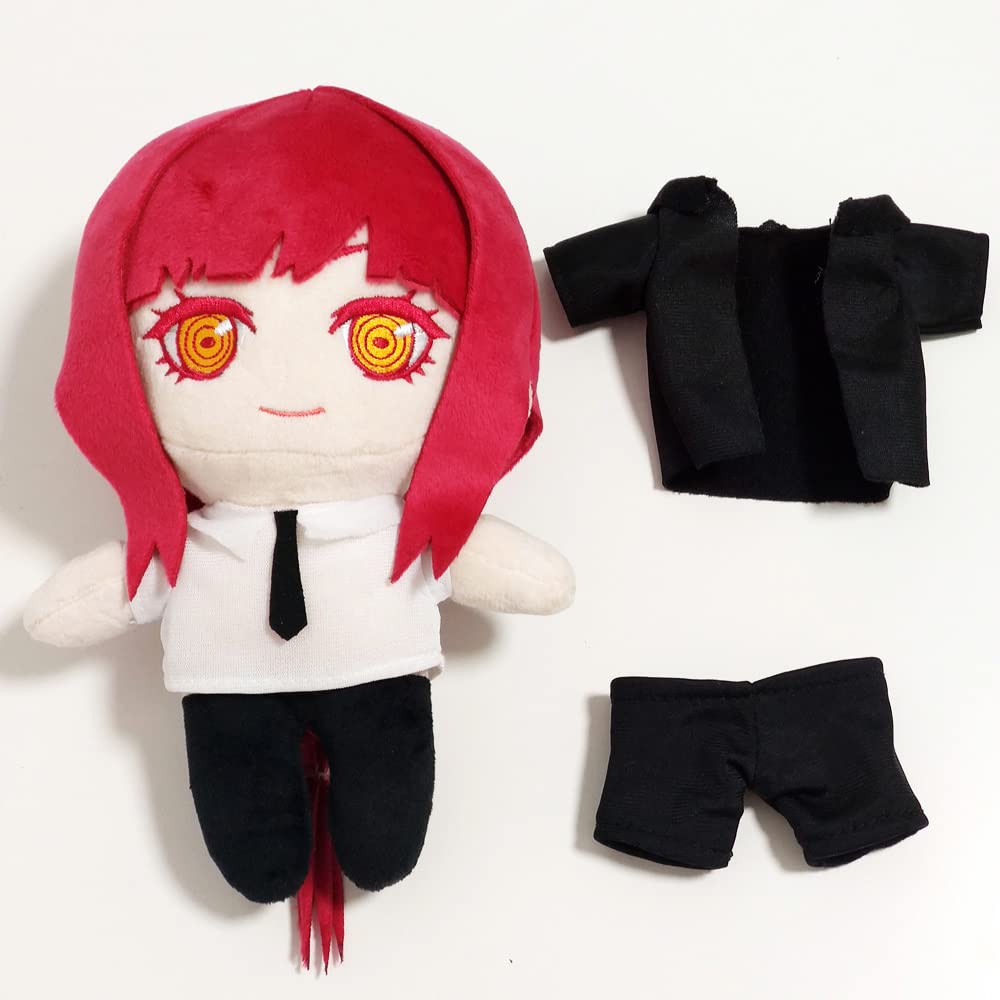 Jcvcx Red Hair Girl With Black Overcoat Plush Toy Anime Figure Stuffed Plushies Soft Doll Pillow