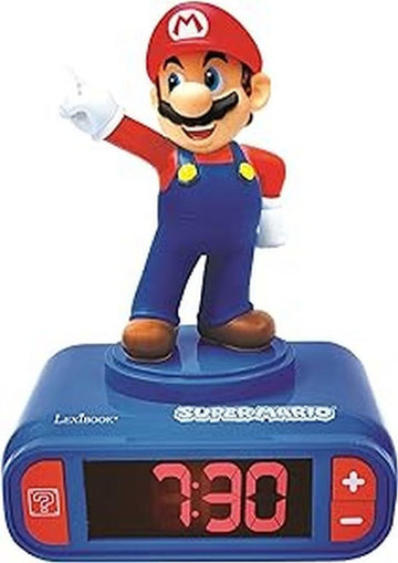 Lexibook Nintendo Super Mario Digital Alarm Clock For Kids-Snooze Function-Superhero Sound Effects-Children Boys, Blue/Red, T.  