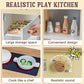 WoodenEdu Kitchen Playset for Kids Ages 3-8, Wooden Pretend Play Kitchen with Cooking Accessories, Dimensions: 38    H x 31    W