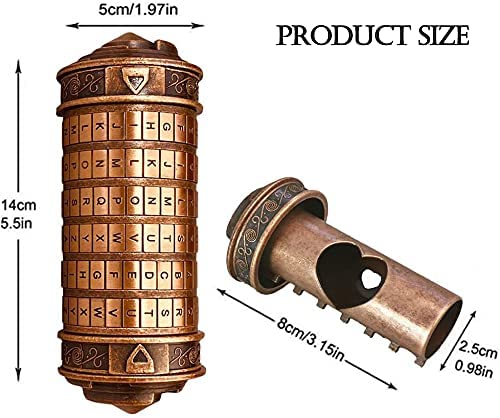 NEWUPZSI Cryptex Mini Bronze Lock Puzzle - Valentine's Day Gift for Men & Women, Red Copper, Model 0701547585363, Romantic & Cool