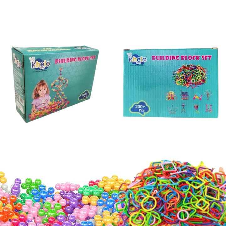 Khelo Toys Building Blocks Bars Create Shapes Educational Construction Engineering Set 3D Puzzle, Interlocking Creative Kit Toy 