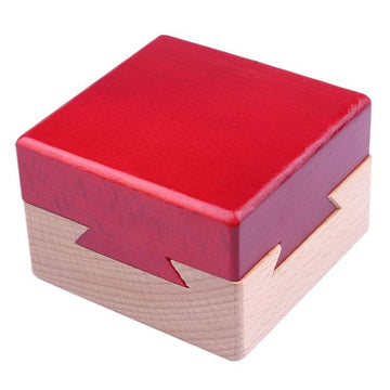 Himine Wooden Magic Mysterious Box Secret Opening Puzzle Box Gift Box (Red+Wood)