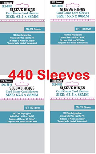 Sleeve Kings Card Game Sleeves 63.5x88mm, Plastic, White, Model SKS-8810X4, 440 Pack
